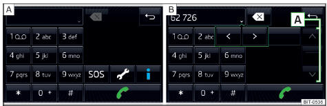 Infotainment Swing: teclado numérico / editar o número de telefone